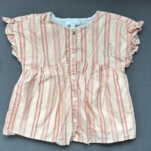 Chloe Kids Coral and Cream Striped Blouse
